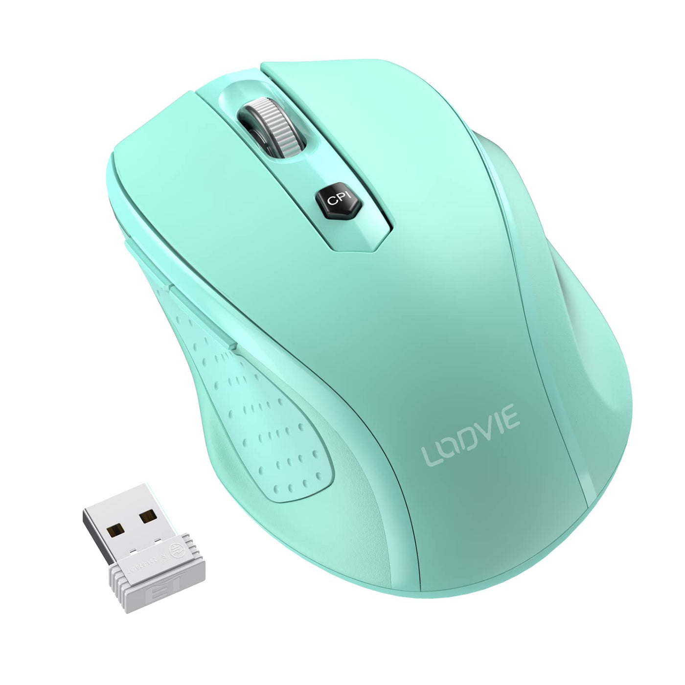 LODVIE Wireless Mouse for Laptop,2400 DPI Wireless Computer Mouse with 6  Buttons,2.4G Ergonomic USB Cordless Mouse,15 Months Battery Life Mouse for Laptop  PC Mac Desktop Chromebook MacBook-Mint Green