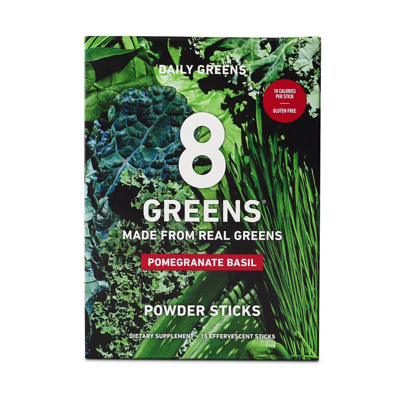 [Australia - AusPower] - 8Greens Daily Powder Sticks - Vegan Super Greens Powder & Multi Vitamins Supplements, Pomegranate Basil (Pack of 15 Sticks) 