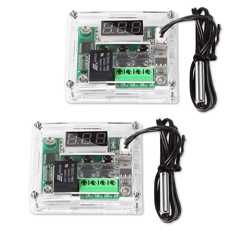 [Australia - AusPower] - UMLIFE 2PCS Temperature Controller Module with Case, XH W1209 LED Display Digital Thermostat Module with Waterproof NTC Probe -50~110℃ Electronic Temperature Temp Control Module Switch W1209+Case 