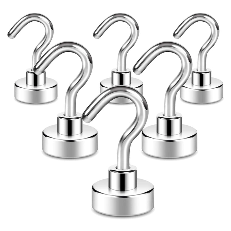 [Australia - AusPower] - Neosmuk Magnetic Hooks, 22 lb+ Heavy Duty Earth Magnets with Hook for Refrigerator, Extra Strong Cruise Hook for Hanging, Magnetic Hanger for Curtain, Grill (6) 22lbs Magnetic hooks Plus 