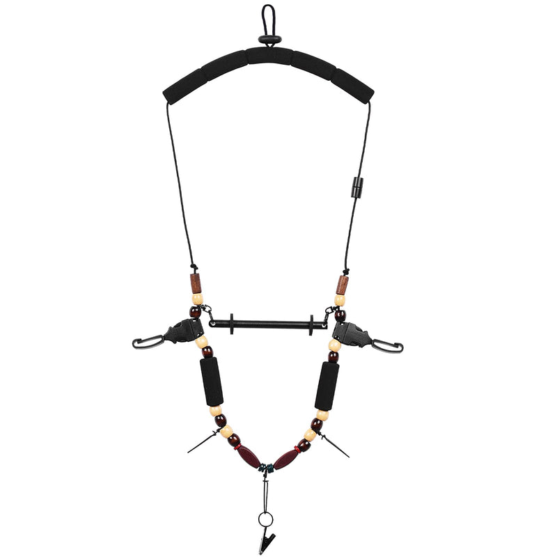 [Australia - AusPower] - SF Fly Fishing Lanyard Necklace Unloaded Black Adjustable Tool Holder with Foam Neck Strap Horizontal Tippet Bar Quick Release for Fishing Accessories 