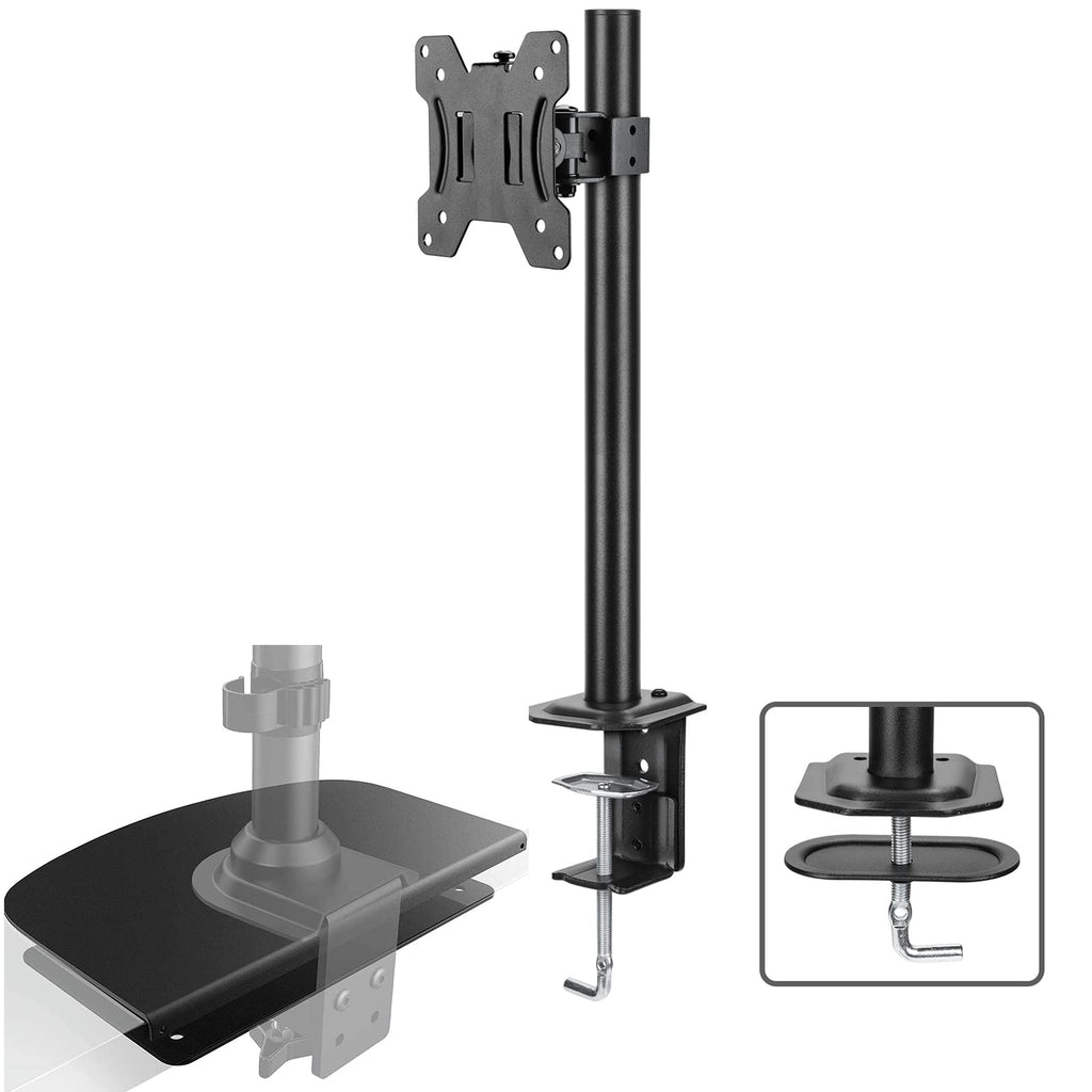 [Australia - AusPower] - HUANUO Bundle – 2 Items: HUANUO Single Monitor Mount , Adjustable Monitor Stand for 13 inch to 32 inch Screen and Steel Monitor Mount Reinforcement Plate for Thin, Glass and Other Fragile Table 