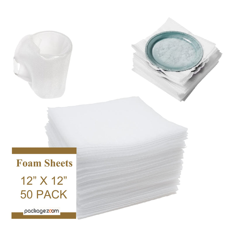 [Australia - AusPower] - PackageZoom Foam Wrap Foam Sheet - 12”x12” 50 Pack - Cushioning Protection for Moving Shipping Packing Padding Dishes China Mugs Cups Storing 50pk 12" x 12" - 50PK - Sheets 