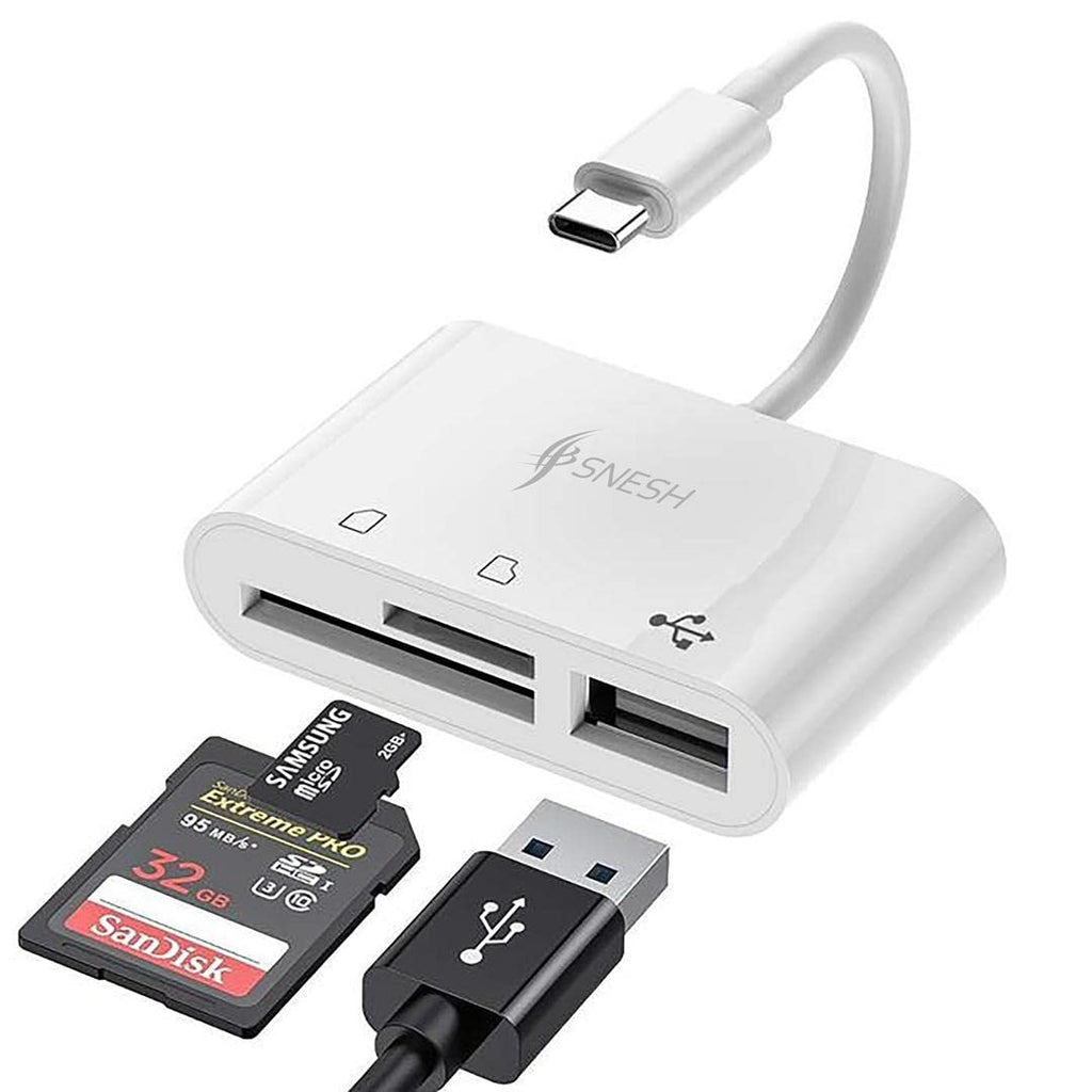 [Australia - AusPower] - SNESH 3 in 1 Type C to SD Card Reader Adapter Micro SD Card Reader USB C to SD Card Reader USB Camera Connection Kit USB C to USB OTG Compatible with USB-C Devices 