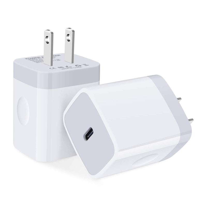 [Australia - AusPower] - USB C Fast Charger,20W 2 Pack PD Charging Block Type C Wall Charger Power Adapter Base Box Compatible Samsung Galaxy A13 5G/S22/S21 FE/Z Flip 3/S20,iPhone 13 Pro/SE/12/11/XR/XS Max,iPad,Pixel 6 Pro,LG 2White 