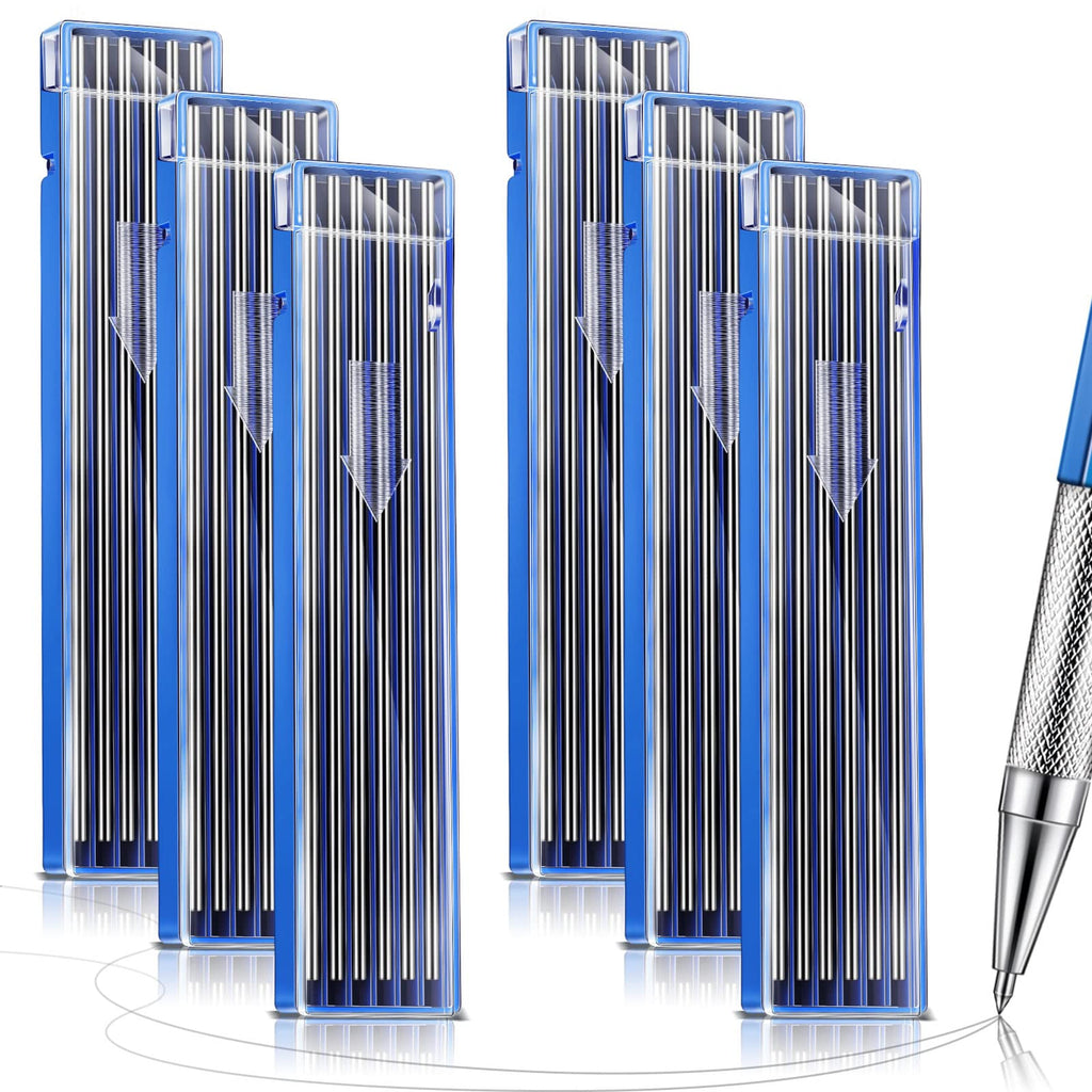 [Australia - AusPower] - 6 Set 36 Pieces Silver Streak Welders Metal Marker Refills 2.0 mm Solid Carpenter Pencil Refills for Constructions for Tube Fitter Welder Steel Construction Fabrication Woodworking 