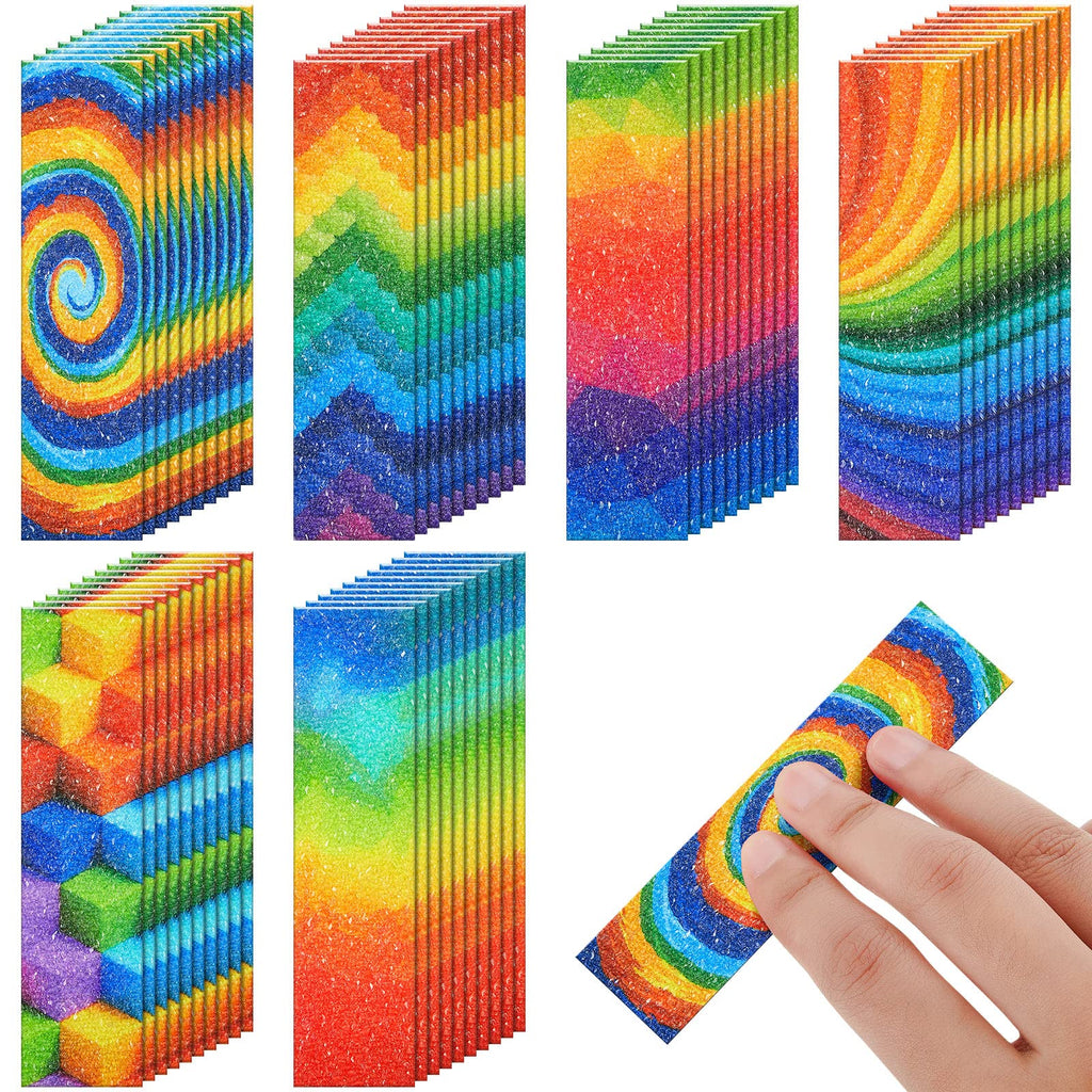 [Australia - AusPower] - 72 Pieces Anxiety Sensory Stickers Fidget Textured Strips Toys Anti Stress Tactile Rough Sensory Calm Textured Strips Adhesives Anxiety Relief for Adults Teens Desk Classroom (Rainbow Style) Rainbow Style 