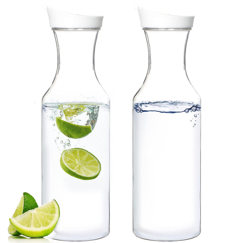 [Australia - AusPower] - Youngever 2 Pack 50 Ounce Plastic Carafe, Reusable Clear Water Pitcher, Beverage Containers with Lids 