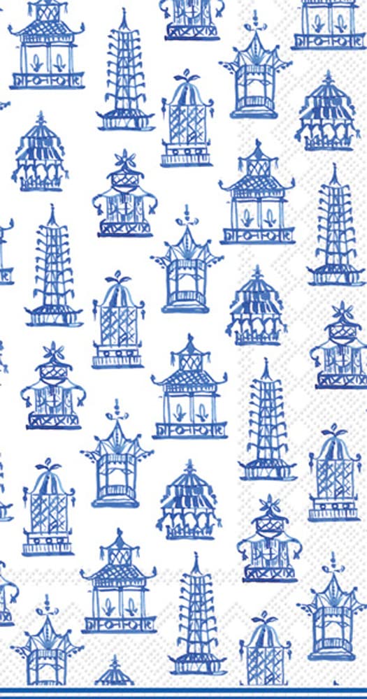 [Australia - AusPower] - Asian Decor Decorative Paper Napkins Disposable Dinner Napkins, Party Napkins, Guest Towels for Bathroom, Fingertip Towels, Blue and White Chinoiserie Pagoda Pak 32 