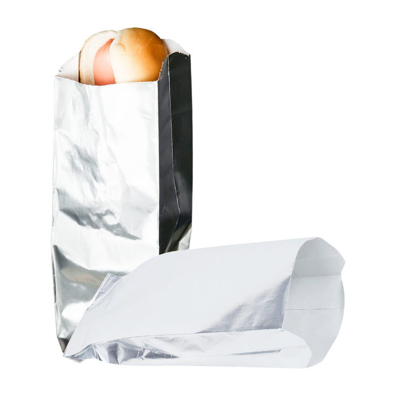 [Australia - AusPower] - C&S Event Supply Co. Silver Foil Hot Dog Bags - 9'' Unprinted Hot Dog Wrappers - Grease Resistance Food Bags to Keep Food Hot and Non-Messy - 50 Pack Disposable Hot Bags for Fast Food and Food Truck 