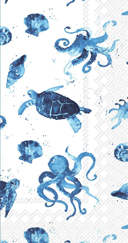 [Australia - AusPower] - Beach Party Disposable Hand Towels, Decorative Paper Guest Towels for Bathroom Fingertip Towels or Dinner Napkins, Coastal Beach Bathroom Decor, Shell Decor, Octopus, Turtles Pak 32 