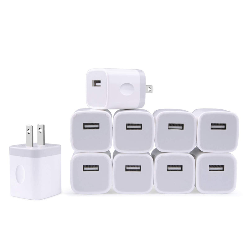 [Australia - AusPower] - Charging Block for iPhone, Charger Box, USB Cube, NonoUV 10-Pack Single Port Wall Charger 1A/5V USB Outlet Plug Adapter Power Bricks for iPhone 13 12 11 Pro SE XR XS X 8 7 6 6S Plus, iPad, Samsung 