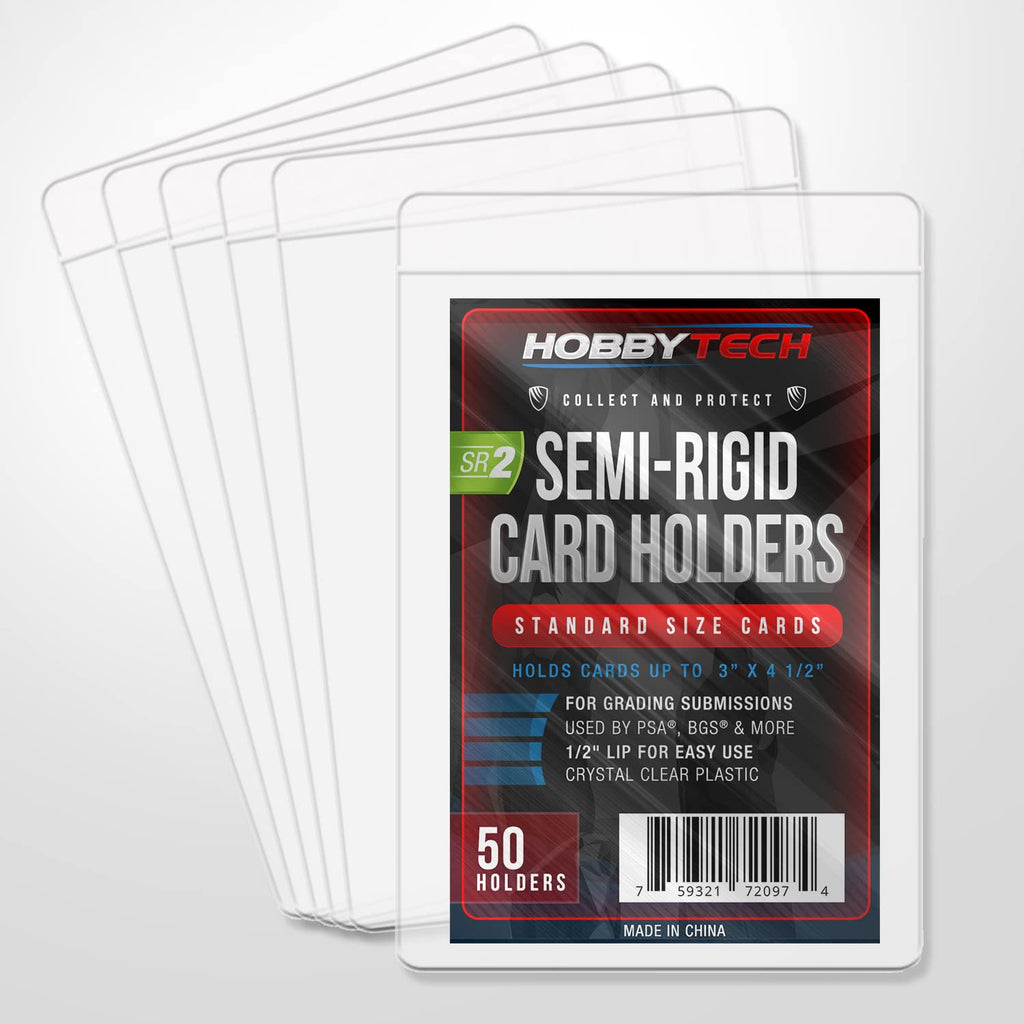 [Australia - AusPower] - HOBBYTECH - 50 Pcs Semi-Rigid Card Holder SR2 - Fits Standard Size Cards - Premium Hard Card Sleeves for Grading with PSA, BGS & More - Protects Your Sports Cards, Pokemon, MTG, Yu-Gi-Oh (1 Pack) 