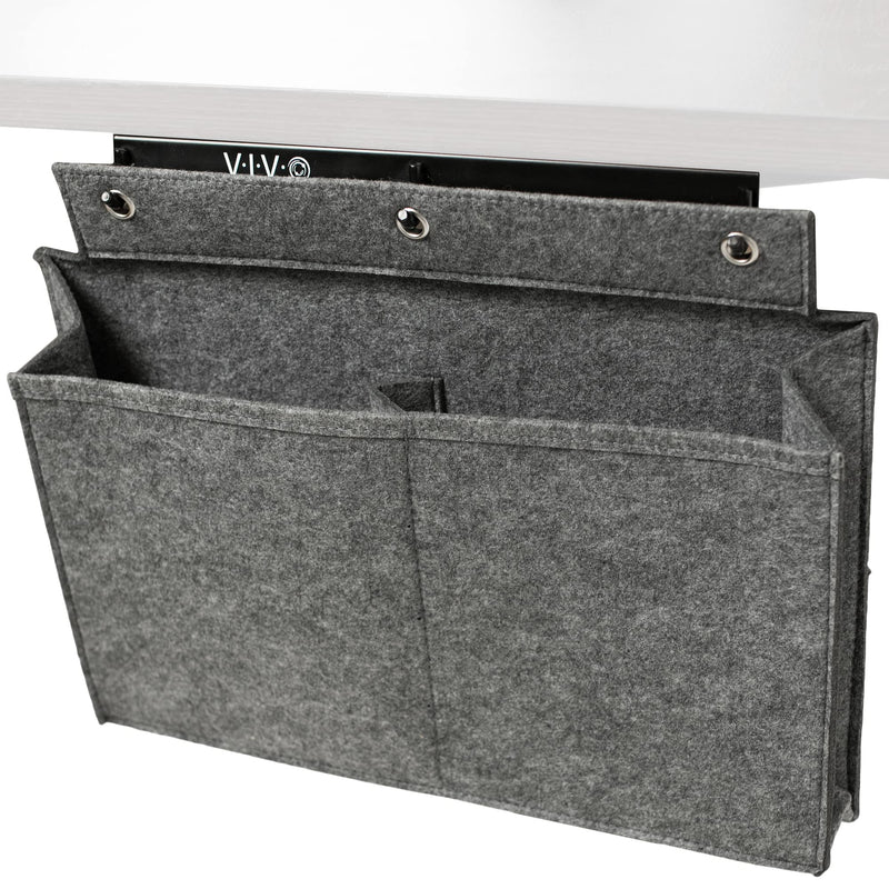 [Australia - AusPower] - VIVO Side Storage Pocket for Desk, Workstation Organizer with 2 Pocket Sections, Table Hanging Bag Pouch for Office, Gray, DESK-AC08PG 