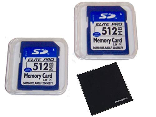 [Australia - AusPower] - Elite Memory 2 Pack 512mb Memory Cards Compatible with 512 MB SD Cards, 2 Pack Memory Cards and Cases w/Built to Last! Microfiber Cloth, Compatible with All SD Devices 