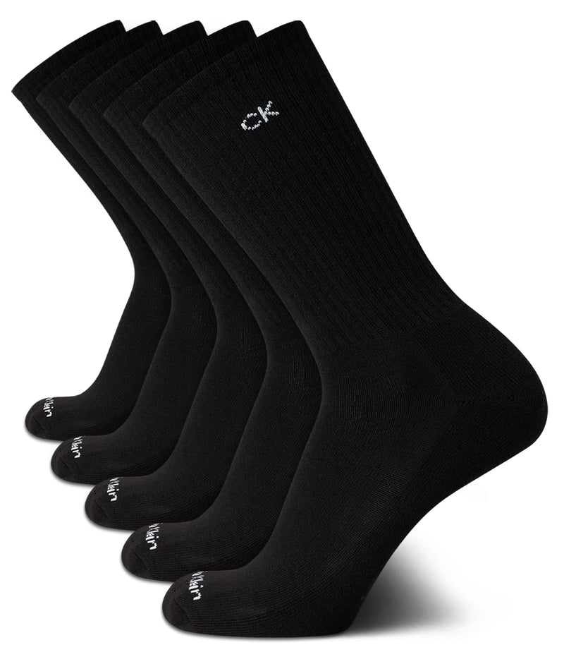 [Australia - AusPower] - Calvin Klein Men's Athletic Socks - Cushion Crew Socks (5 Pack) Black 6-12.5 