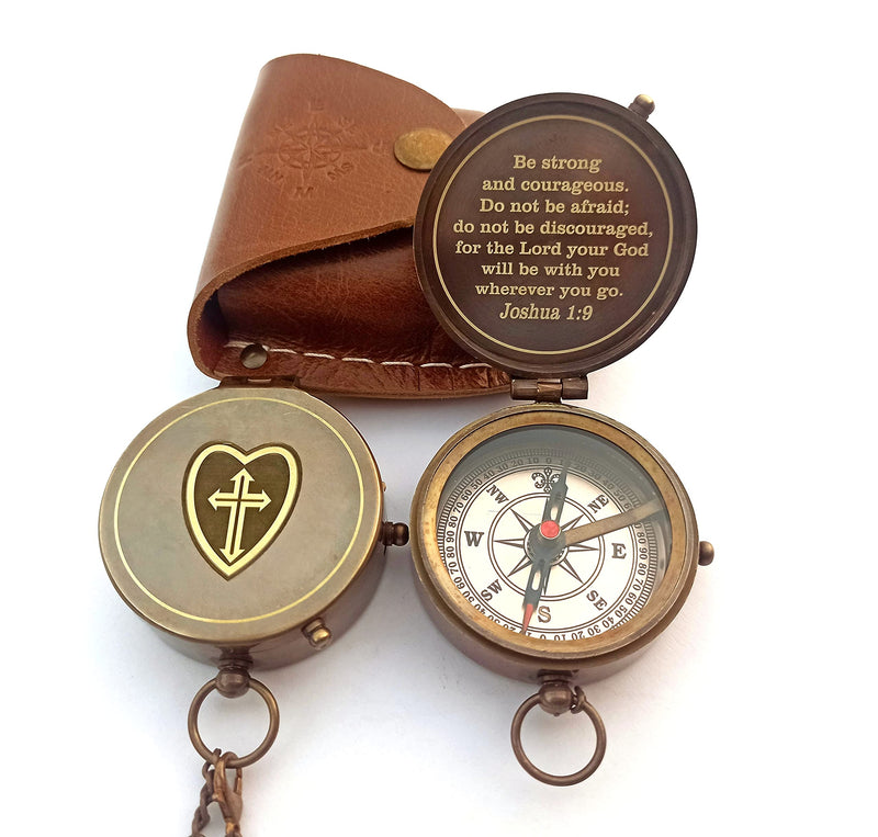 [Australia - AusPower] - Be Strong and Courageous Engraved Compass, Confirmation Gift Compass, Baptism Gifts Joshua 1:9 - GOD Compass Religious Gifts Compass Inspirational Gifts for for Loved one 