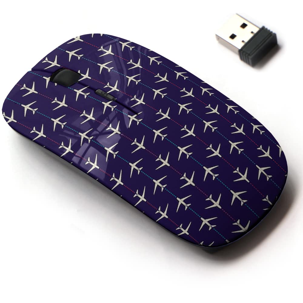 [Australia - AusPower] - 2.4G Wireless Mouse with Cute Pattern Design for All Laptops and Desktops with Nano Receiver - Airplanes 