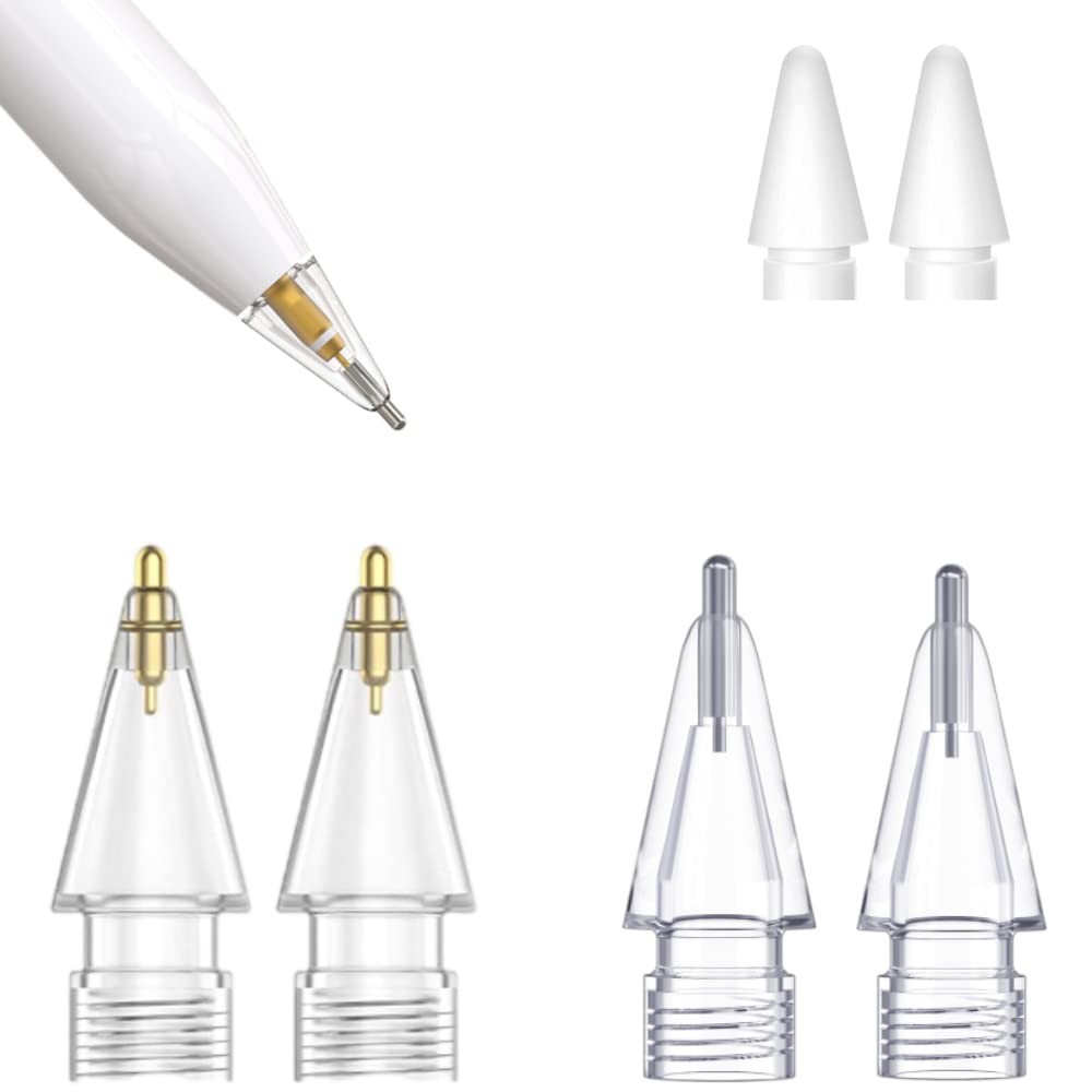 [Australia - AusPower] - Compatible with Upgraded [Pen Like ] Pencil Tips fits for Apple 2nd 1st Gen iPad Pro Pencil, Replacement iPencil Nibs for iPad Pro Pencil,No Wear Out Fine Point Precise Control Resistance White&Clear transparent 