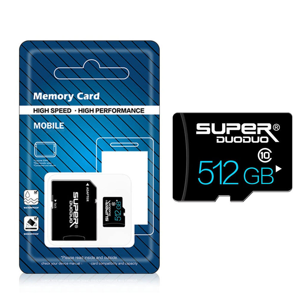 [Australia - AusPower] - 512GB Micro SD Card Class10 Micro SD Memory Card 512GB TF Card High Speed MicroSD Card with SD Card Adapter for Camera Computer Game Console, Dash Cam, Surveillance, Drone 