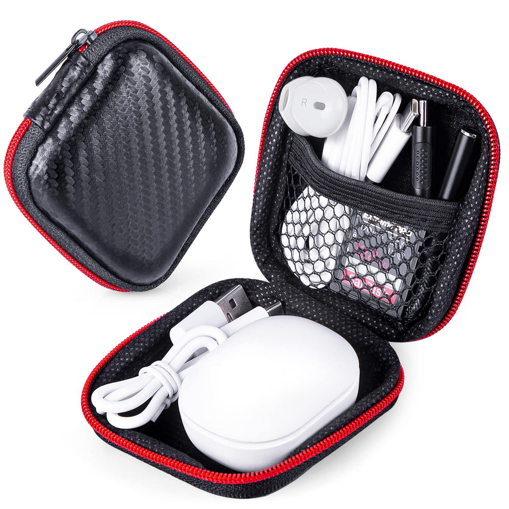 [Australia - AusPower] - 2Pack Shockproof Carrying Case Hard Protective EVA Case Travel Pouch Bag USB Cable Organizer Earbuds Sleeve Pocket Accessory for Airpods Galaxy Buds Wireless Earbuds Zipper Carrying Storage Case Black 