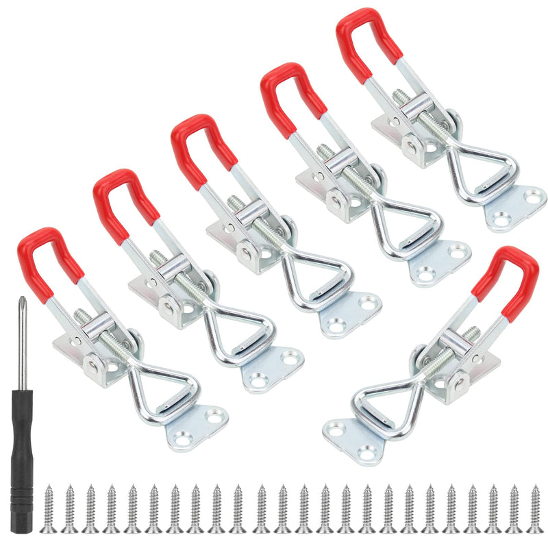 [Australia - AusPower] - Favordrory 6 Pack Toggle Latch Clamp, Pull Latch, Adjustable Toggle Clamp Latch, Heavy Duty Toggle Latch, 150Kg 330Lbs Holding Capacity (25 Pieces Screws and a Screwdriver) 