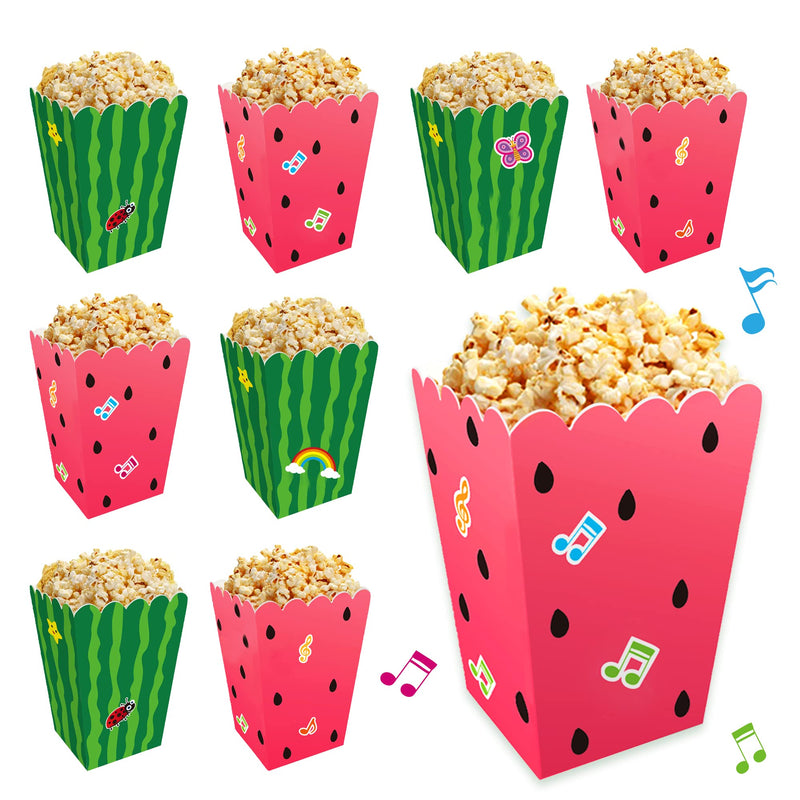 [Australia - AusPower] - 20 pcs Cartoon Melon Popcorn Boxes, Snack Treat Boxes Candy Cookie Container for Kids Boys Girls J Watermelon Theme Birthday Favors Movie Night Party Supplies Decorations 