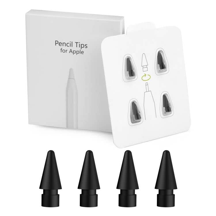 [Australia - AusPower] - Zosylala Tips for Apple Pencil,Stylus Tips,Pencil Tips for iPad,Replacement Pen Nibs Compatible with iPad Air Mini Pro Apple Pencil 1st & 2nd Generation - 4 Packs (Black) Black 