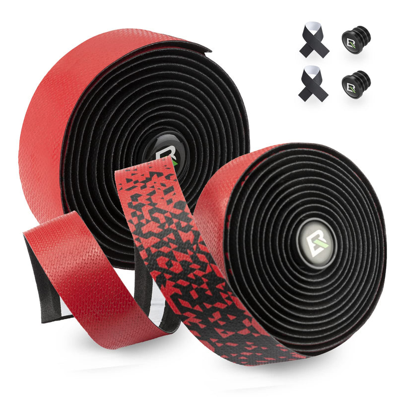 [Australia - AusPower] - ROCKBROS Bike Handlebar Tape - Road Bicycle Bar Tapes 2 Roll PU Leather Surface EVA Foam Cycling Handle Bar Wraps with End Plugs 