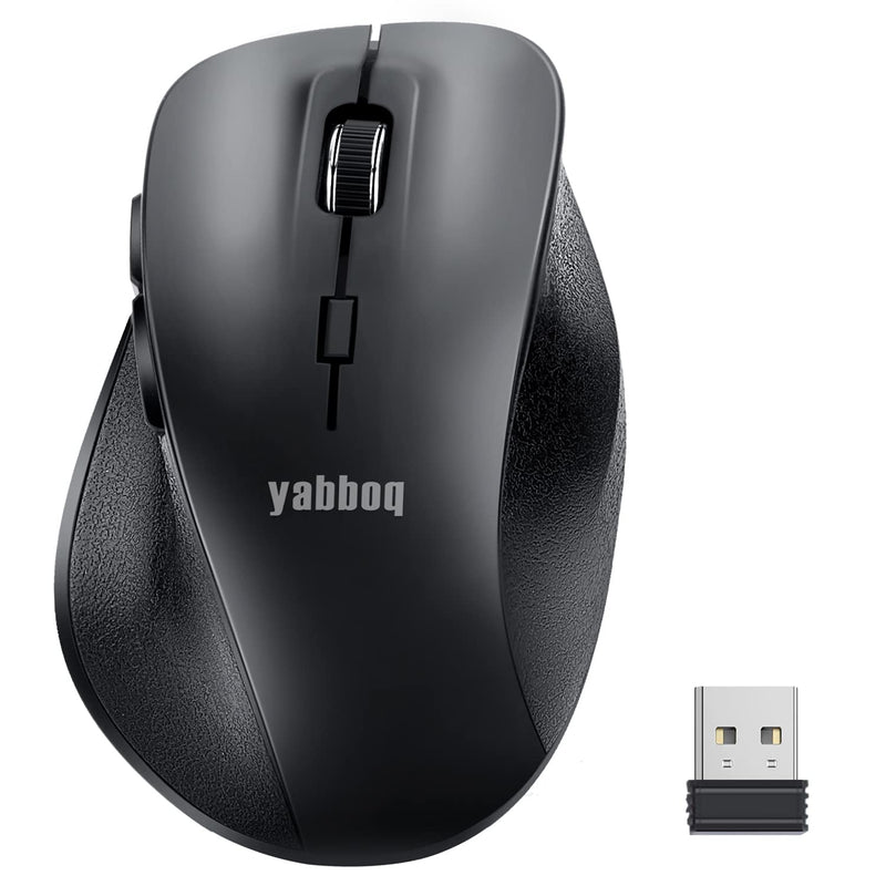 [Australia - AusPower] - YABBOQ Computer Wireless Mouse , Ergonomic Wireless Mouse with 6 Buttons, 1 Scroll Wheel and Level 3 Adjustable DPI, 2.4G Wireless Optical Mouse, Compatible with Laptop, PC, MacBook, Desktop - Black 