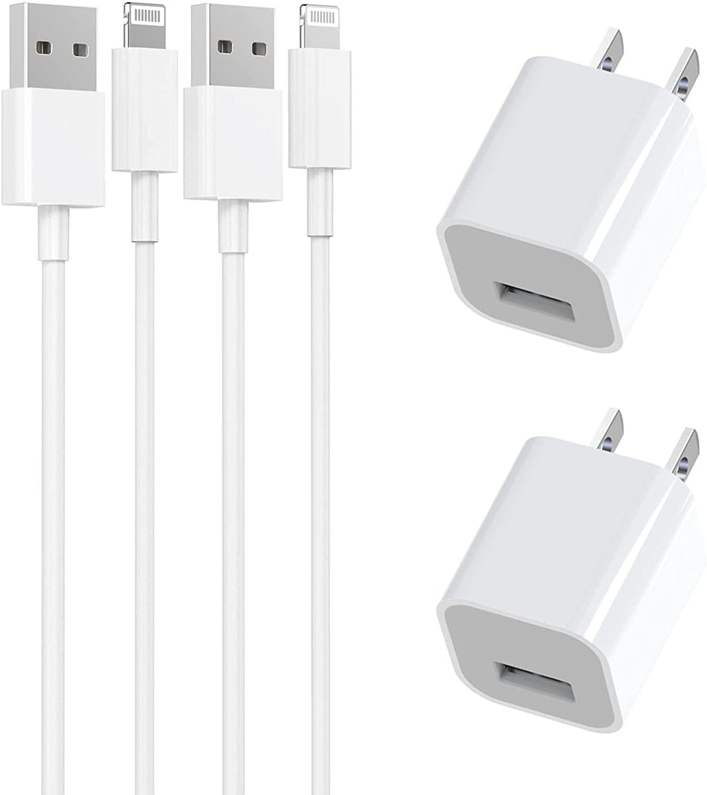 [Australia - AusPower] - (Apple MFi Certified) iPhone Charger, esbeecables 2Pack 6.6Ft Long Lightning Cable Data Sync Charging Cords with 2Pack USB Wall Charger Travel Plug Adapter for iPhone 13 12 11 XS XR X 8 7 6 5 AirPods 