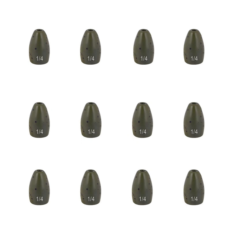 [Australia - AusPower] - Fishfun 12Pcs Tungsten Flipping Fishing Weights, Sizes Engraved Worm Sinkers for Bass Fishing Green Pumpkin 1/2 oz (12 pcs) 