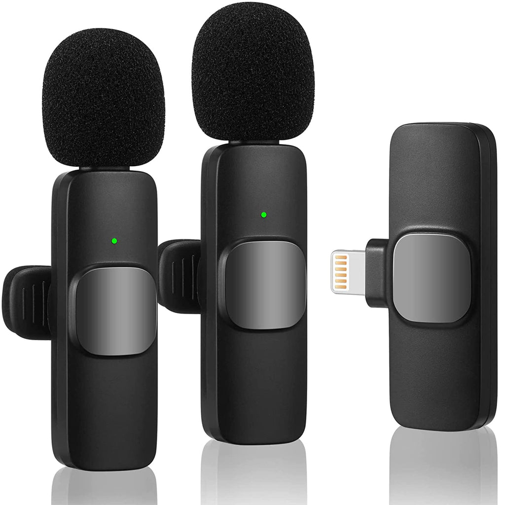 [Australia - AusPower] - Wireless Lavalier Microphone for iPhone iPad, Plug-Play Wireless Mic for Recording, Live Stream, YouTube, TikTok, Facebook, Noise Reduction Auto-Sync Black 