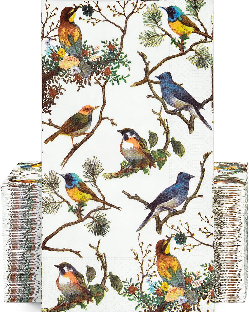 [Australia - AusPower] - 100PCS Guest Towels Disposable 3 Ply Paper Hand Napkins for Bathroom Spring Bird Napkins Everyday Decorative for Dinner Wedding Tea Party Table Anniversary Bridal Powder Room 