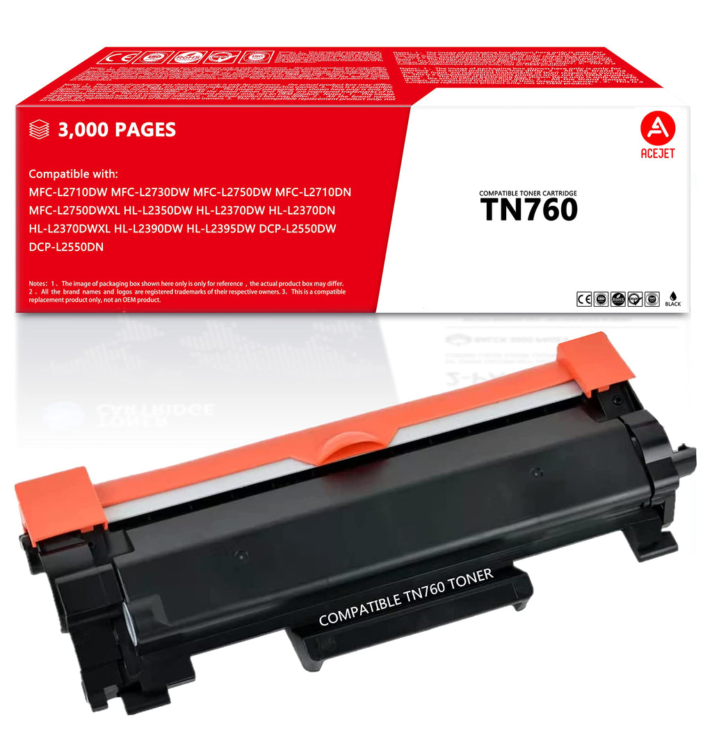 [Australia - AusPower] - TN760 TN-760 Compatible Replacement for Brother TN760 Toner Cartridge for Brother HL-L2350DW HL-L2390DW HL-L2395DW HL-L2370DW DCP-L2550DW MFC-L2710DW MFC-L2730DW MFC-L2750DW (1-Pack) 
