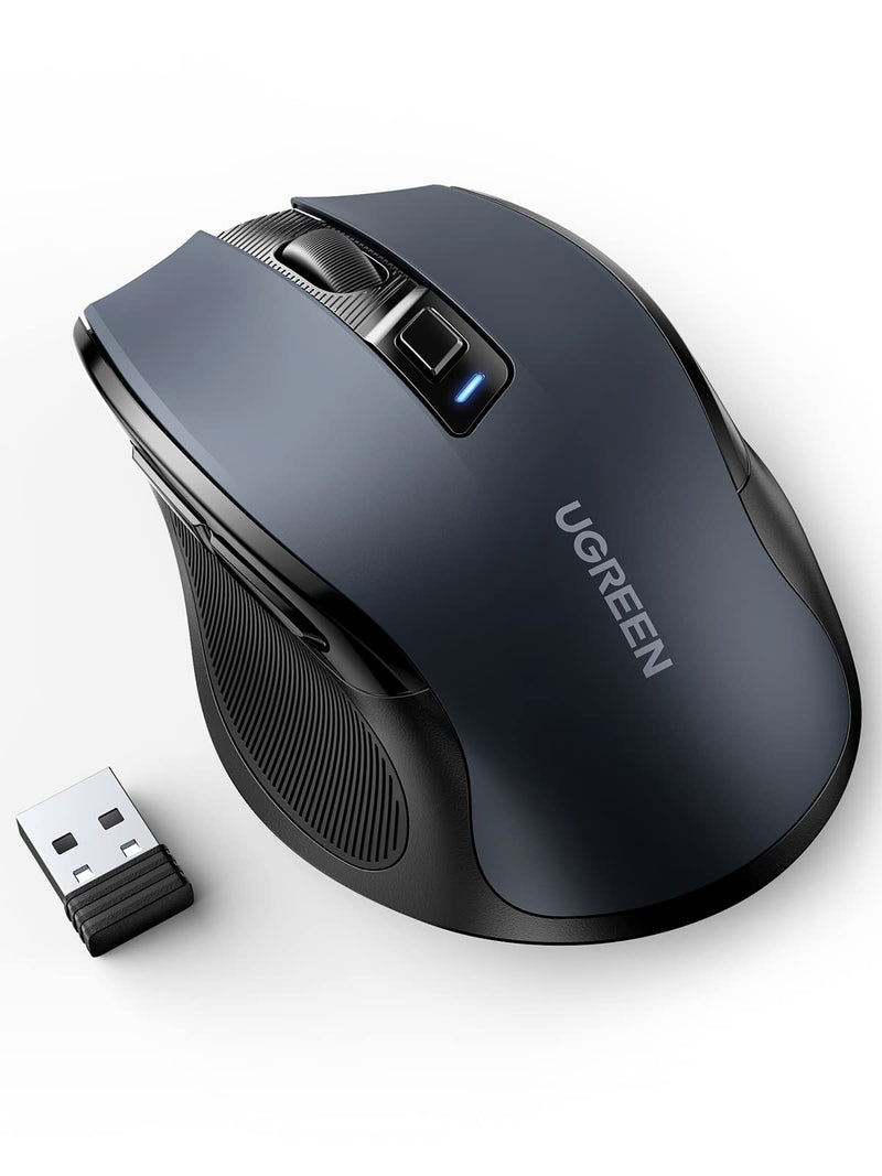 [Australia - AusPower] - UGREEN Wireless Mouse, Ergonomic Mouse 5-Level 4000 DPI 6 Buttons, 2.4G USB Cordless Silent Mice with Nano Receiver, Wireless Mouse for Laptop, Computer, PC, MacBook, Chromebook - Black 