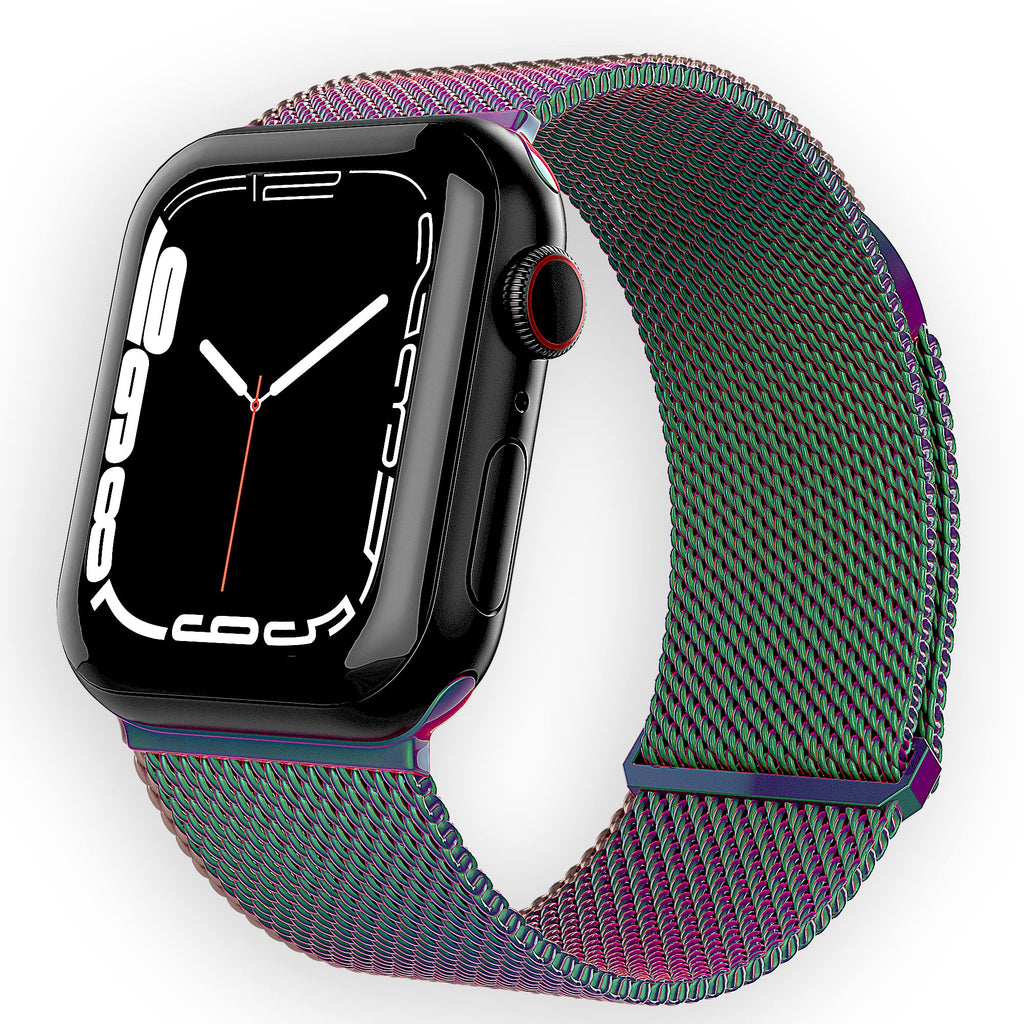 [Australia - AusPower] - TALK WORKS Compatible for Apple Watch Band 38mm / 40mm / 41mm Comfort Fit Mesh Loop Stainless Steel Adjustable Magnetic Strap for iWatch Series 7, 6, 5, 4, 3, 2, 1, SE - Iridescent 38mm/40mm/41mm 
