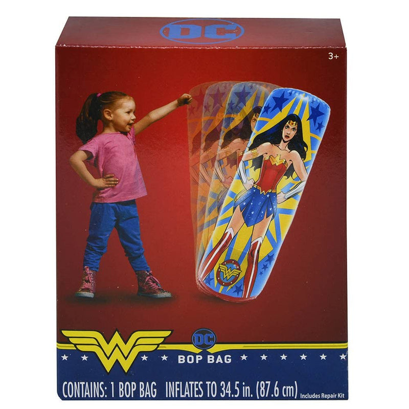 [Australia - AusPower] - Wonder Woman Punching Bag for Kids - Freestanding Inflatable Boxing Bag Indoor and Outdoor Kids Bop Bag Toy for Exercise and Play, Durable Heavy Duty Stress Relief Punch Bag for Children - 34.5 Inches 