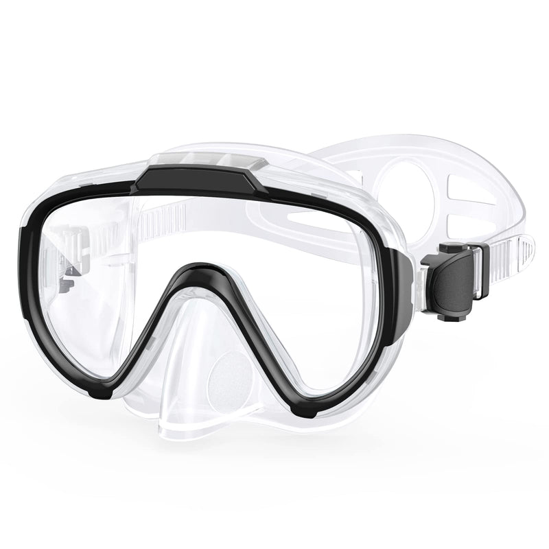 [Australia - AusPower] - Norabidea Swimming Goggles, Anti-Fog One Piece Lens Diving Mask, Clear View Tempered Glasses Swim Mask with Nose Cover for Scuba Dive Swim Adults(Black) 