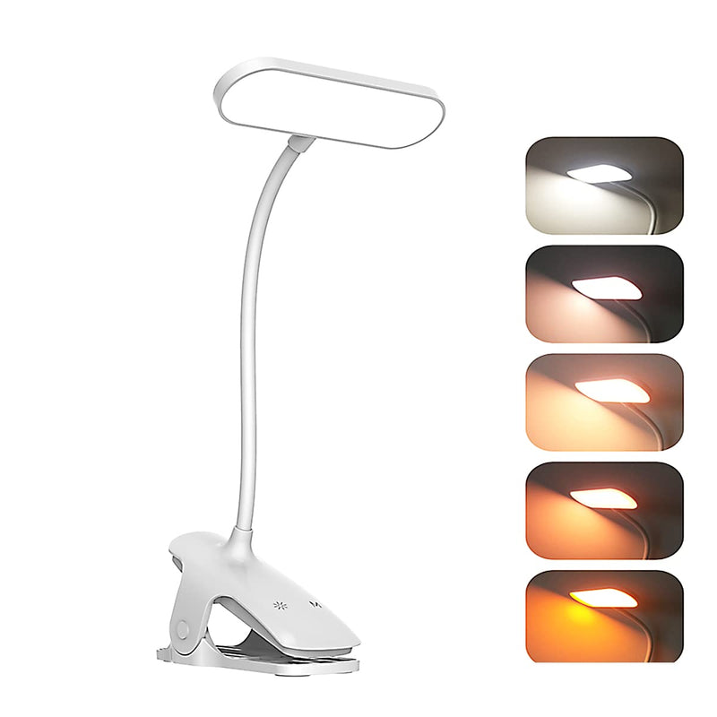 [Australia - AusPower] - Augstci Clip on Light Reading Lights Desk Lamp for Home Office Computer & Bed Headboard_36 LED Beads with 5 Colors & 5 Brightness Eye Care Book Lamps for Bookworms Student Clamp Night Light (White) C Book Light 