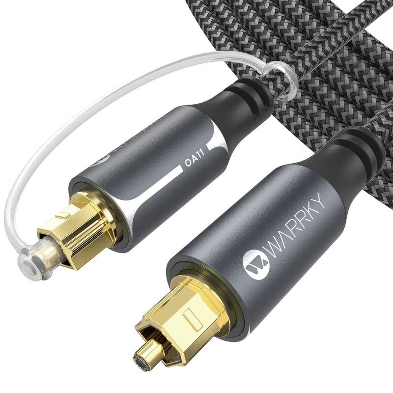 [Australia - AusPower] - Optical Audio Cable, WARRKY 15ft Optical Cable [Braided, Slim Metal Case, Gold Plated Plug] Digital Audio Fiber Optic Cable Toslink, Compatible with Sound Bar, TV, Samsung, Vizio, Bose, LG, Sony 