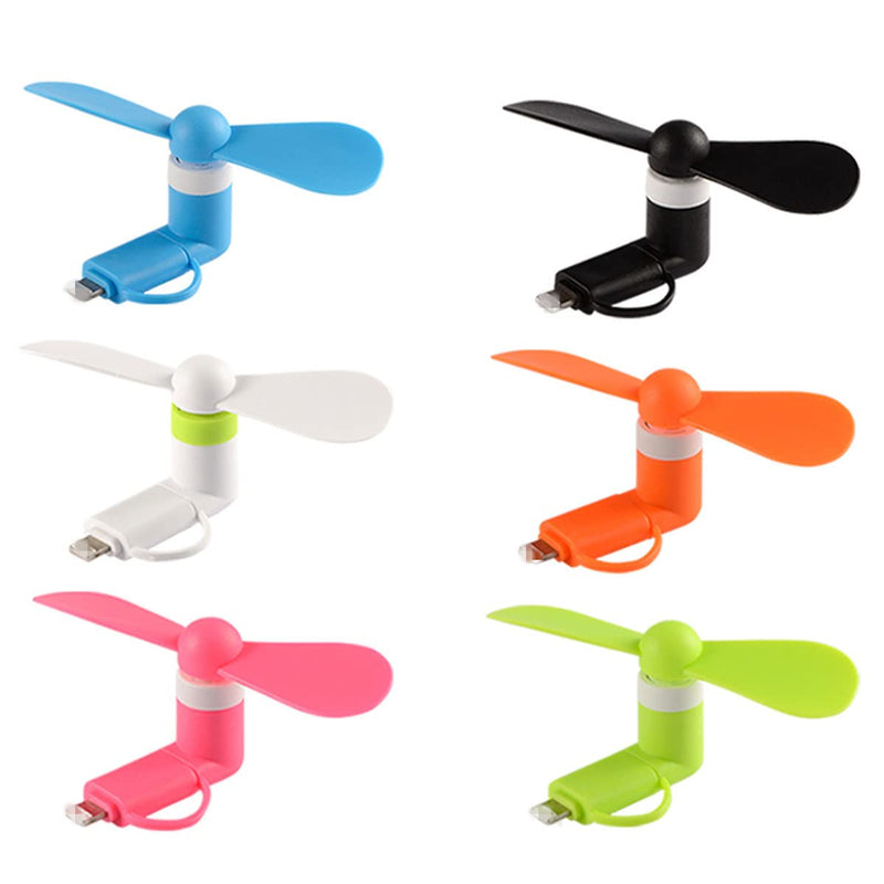 [Australia - AusPower] - Mini Cell Phone Fan - Colorful and Powerful 2-in-1 Fan Compatible for iPhone, iPad, Android Smartphone,Tablet - Cell Phone Summer Accessories - (6-Pack) 