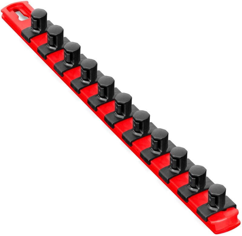 [Australia - AusPower] - Ernst Manufacturing 13-Inch Socket Organizer with 11 1/2-Inch Twist Lock Clips, Red (8416) Red 2022 1/2-Inch Twist Clips 