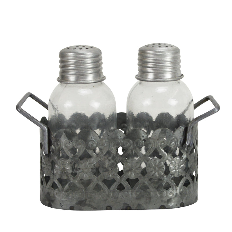 [Australia - AusPower] - Galvanized Metal Cutout Salt and Pepper Shaker Set 