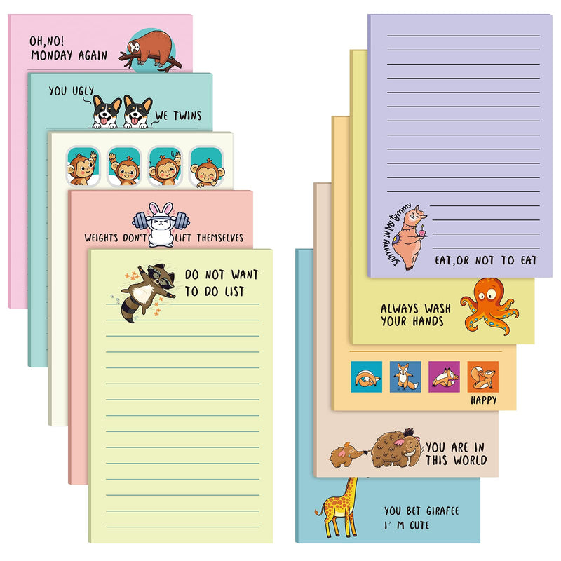 [Australia - AusPower] - 10 Packs Funny Animal Notepads Funny Adult Note Pad Assorted Novelty Memo Notepads Kids Notepad For School and Office Home Gifts Cute Style 