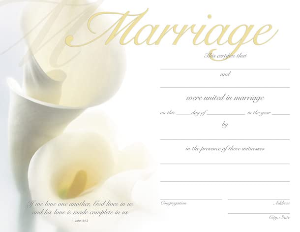 [Australia - AusPower] - Anchor Wallace Blank Marriage Certificates - Pack of 25 - If we Love one Another, God Lives in US (1 John 4:12) 