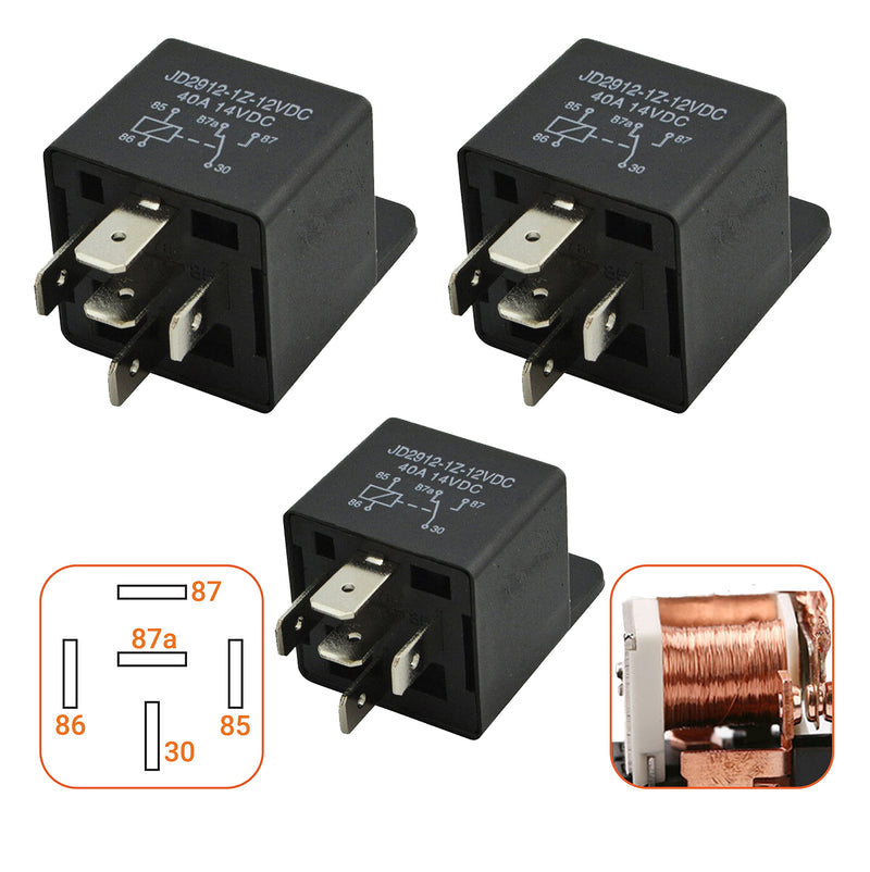 [Australia - AusPower] - 3 Packs 00432101 5-Pin 12V 40A Multi-Purpose Relay Heavy Duty Relay by MQparts - Replaces 109748 430-300 00432100 109748X - Compatible with Car, Boat, and Ariens EZR1440 EZR1540 EZR1640 