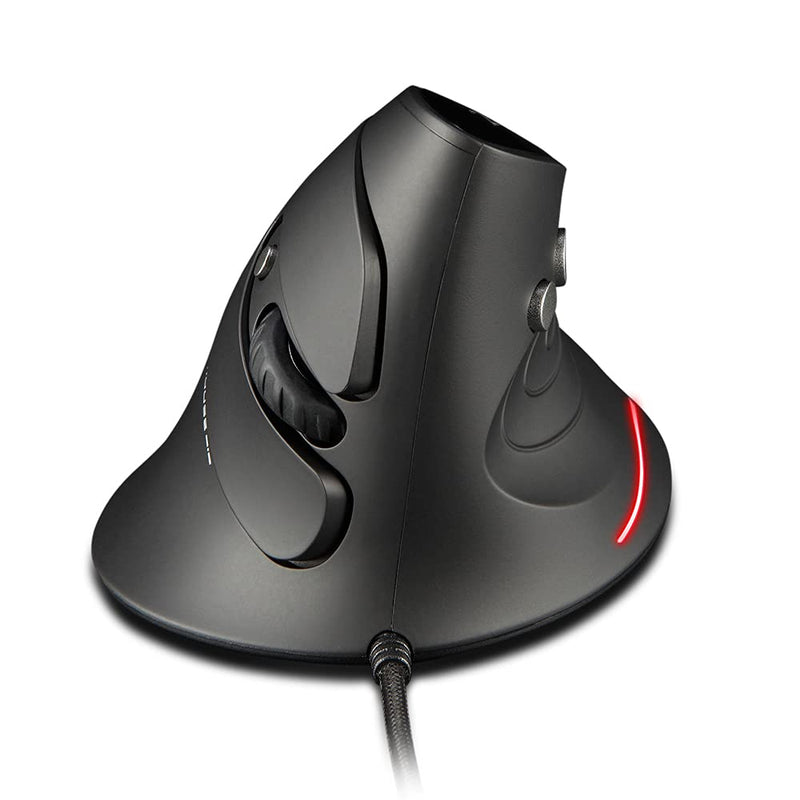 [Australia - AusPower] - Zelotes Vertical Ergonomic Mouse,3200DPI Computer Mouse, 6 Buttons,LED Optical Wired Mouse Corded Mice for Computer, Laptop, PC – Black 