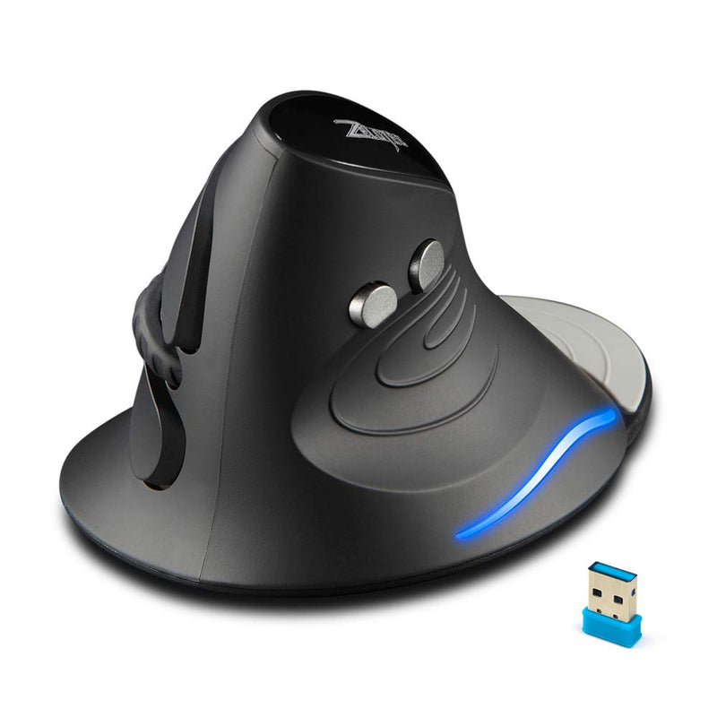 [Australia - AusPower] - Zelotes Vertical Ergonomic Mouse, Wireless Mouse, 2400DPI, 6 Buttons Optical Mouse Cordless Mice for Laptop,Computer,PC,Black 