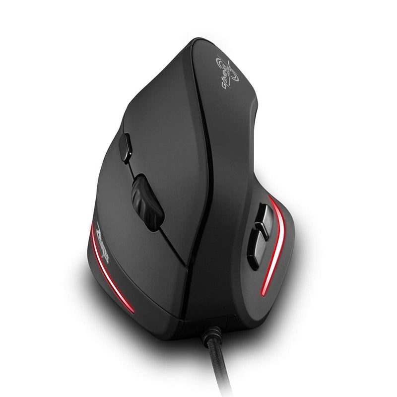 [Australia - AusPower] - Zelotes T20 Vertical Mouse, Wired Ergonomic Mouse, 3200DPI,6 Buttons, LED Optical Mouse Mice for Computer, Laptop, PC – Black 